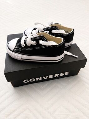 Converse Kids Black and White Low-Top Canvas Sneakers